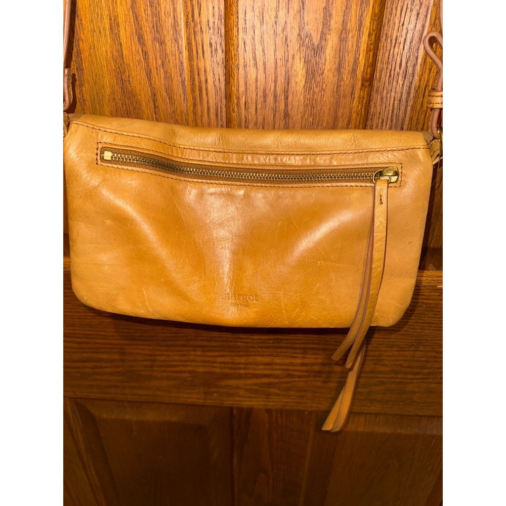 Margot Leather Foldover Hobo Handbag Crossbody Brown cognac adjustable strap